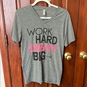 Gray V-Neck Graphic Tee